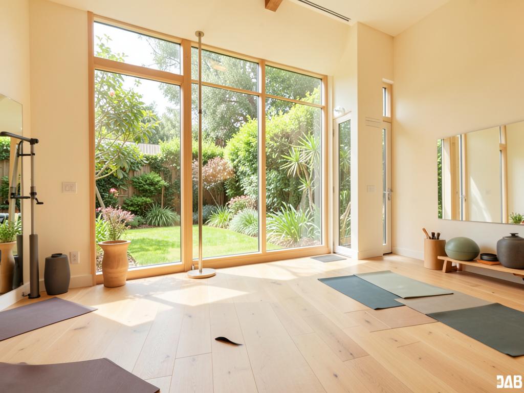Light-filled yoga and fitness studio