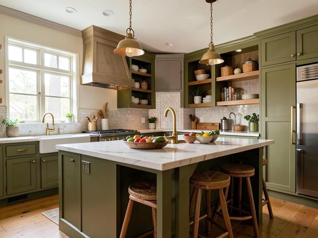 Large shared kitchen with island